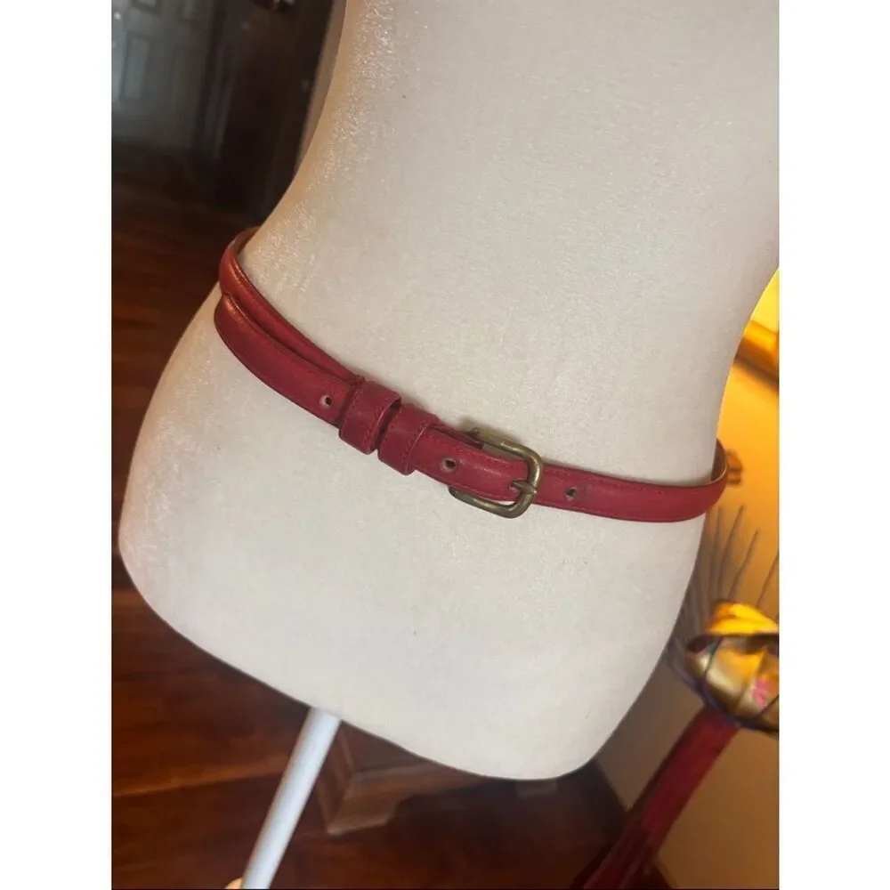 Vintage Coach Red Leather Belt with Brass Buckle